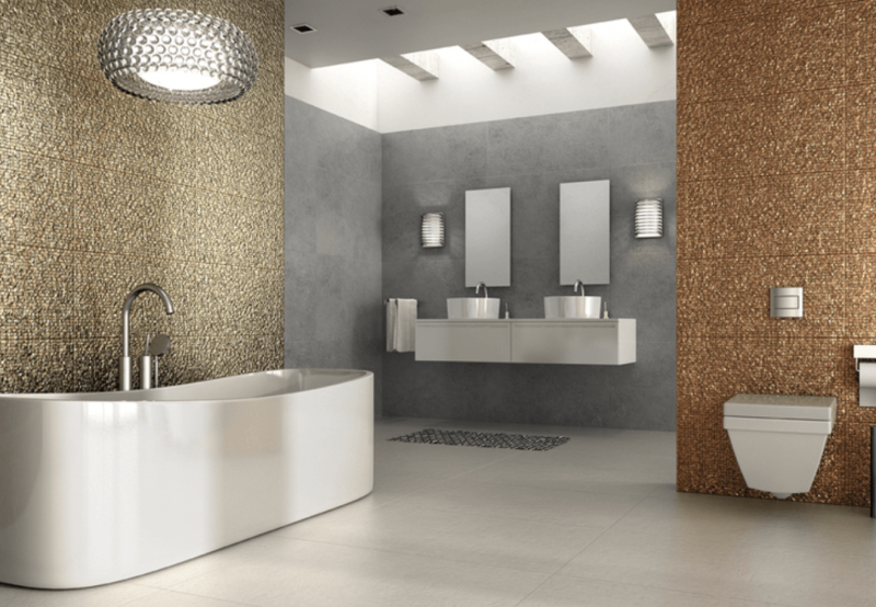 série metalica cuivre et or pour salle de bain