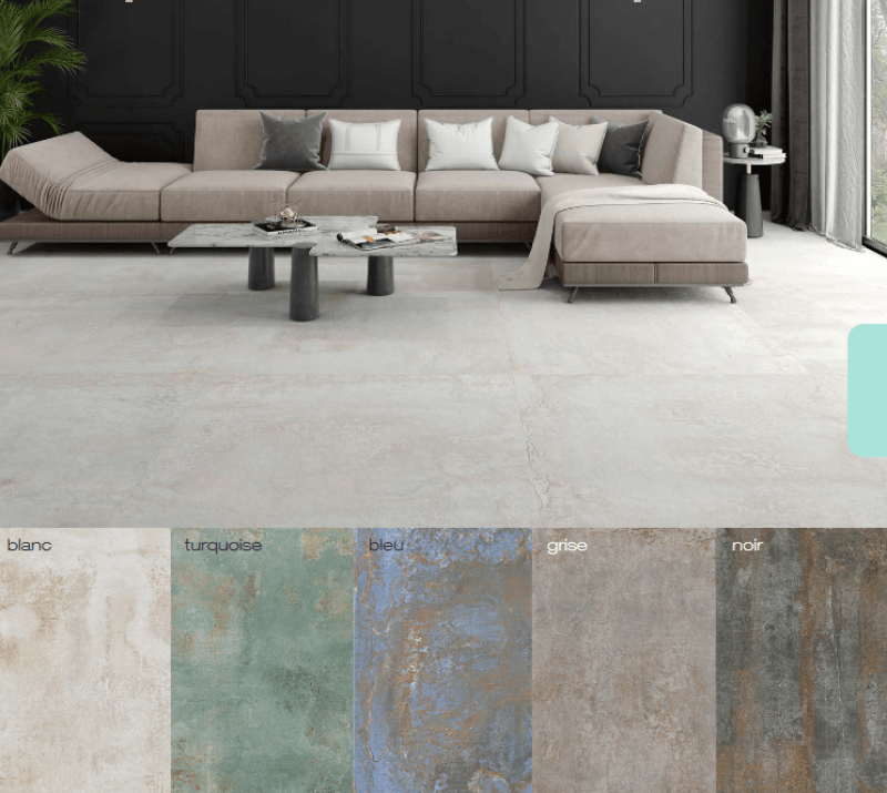 CARRELAGE DESIGN GRES CERAM 60X120 RECTIFIE EFFET RESINE OXYDE DISPONIBLE A SAINT MITRE A LA VENTE POUR SOL ET SALLE DE BAIN