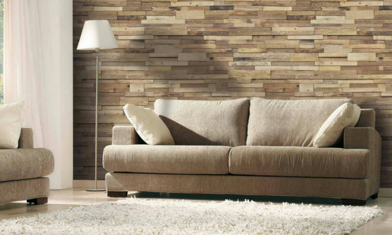 PAREMENT MURAL EN BOIS VERITABLE SUR TRAME POUR INTERIEUR DE L'USINE MOSAVIT