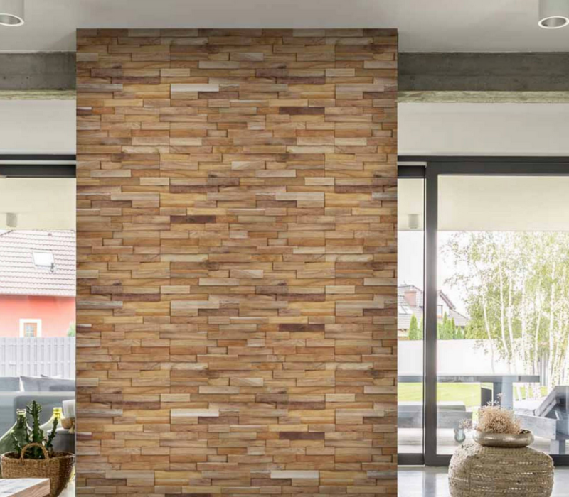 PAREMENT MURAL EN BOIS VERITABLE SUR TRAME POUR INTERIEUR DE L'USINE MOSAVIT